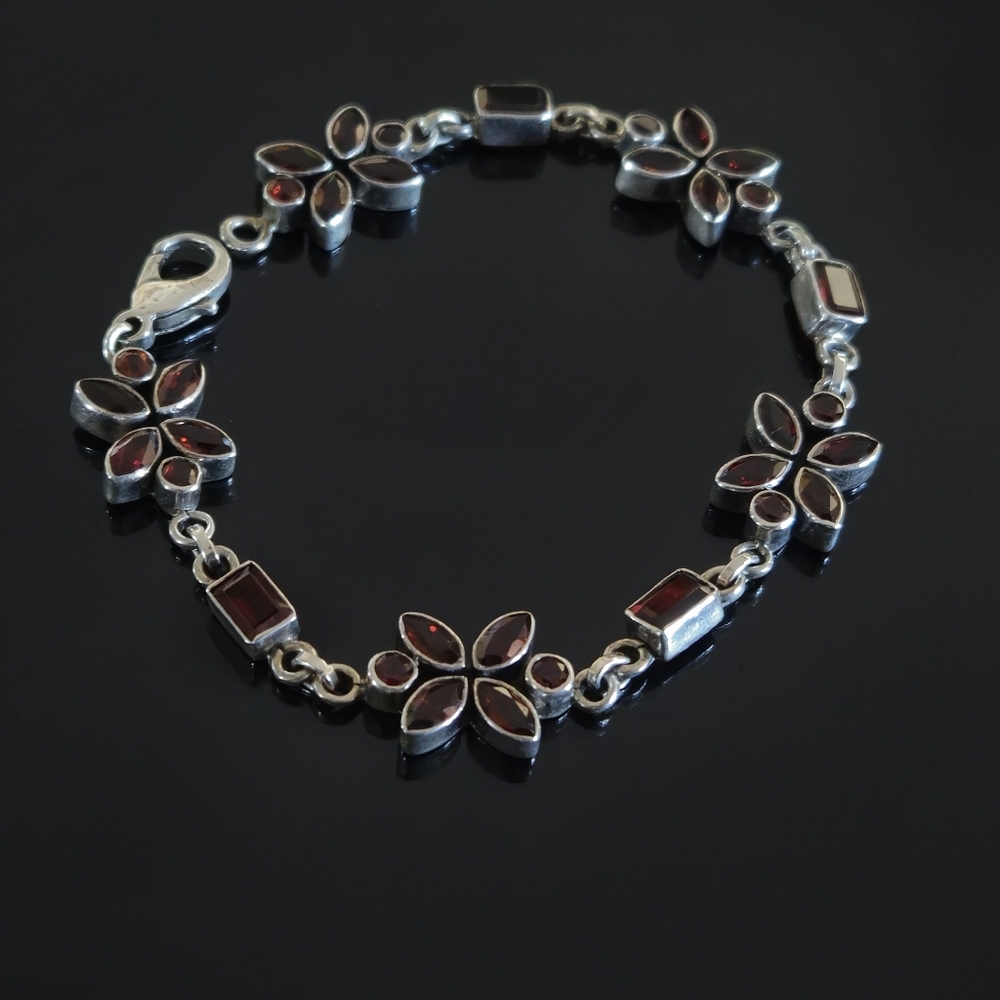 NICKY BUTLER 925 Sterling Silver Designer NB Bracelet Mozambique Garnet 7.25" - Picture 2 of 16